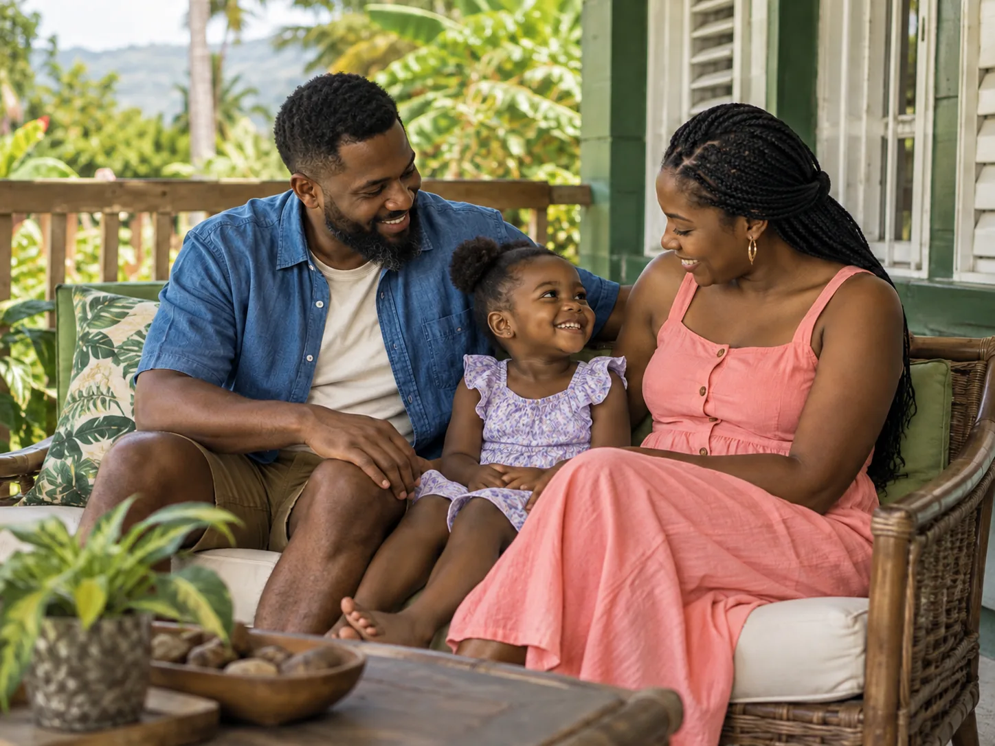 Illustrative family spending time together in Jamaica
